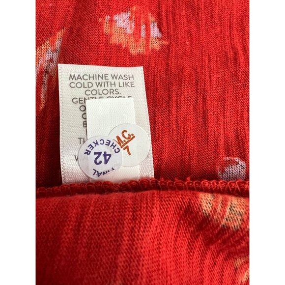 J. Jill Red Floral Sleeveless Henley Top Women 2X Button Front Casual - Picture 4 of 8